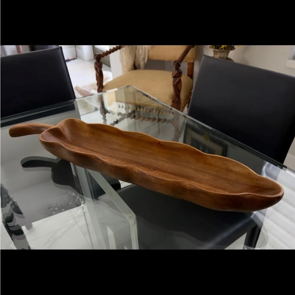 Z Gallerie Banana Leaf Acacia Wood Bowl / Serving Tray - 30